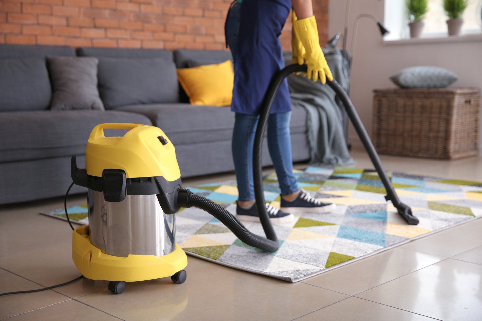 Hoovering an apartment