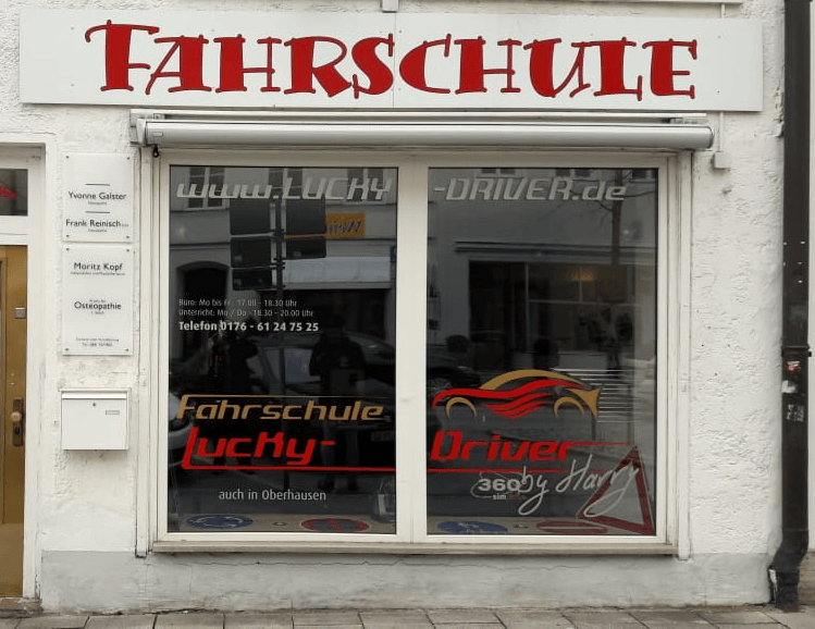 Hauptstelle der Fahrschule Lucky-Driver in Weilheim Oberbayern in der Pöltnerstraße 24.