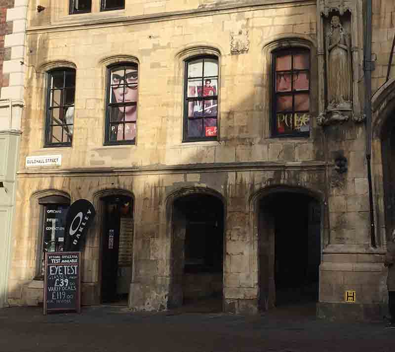 Optique of Lincoln Optician outside view of opticians practice optique of lincoln opticians 224 high street, the stonebow, lincoln, ln2 1ah