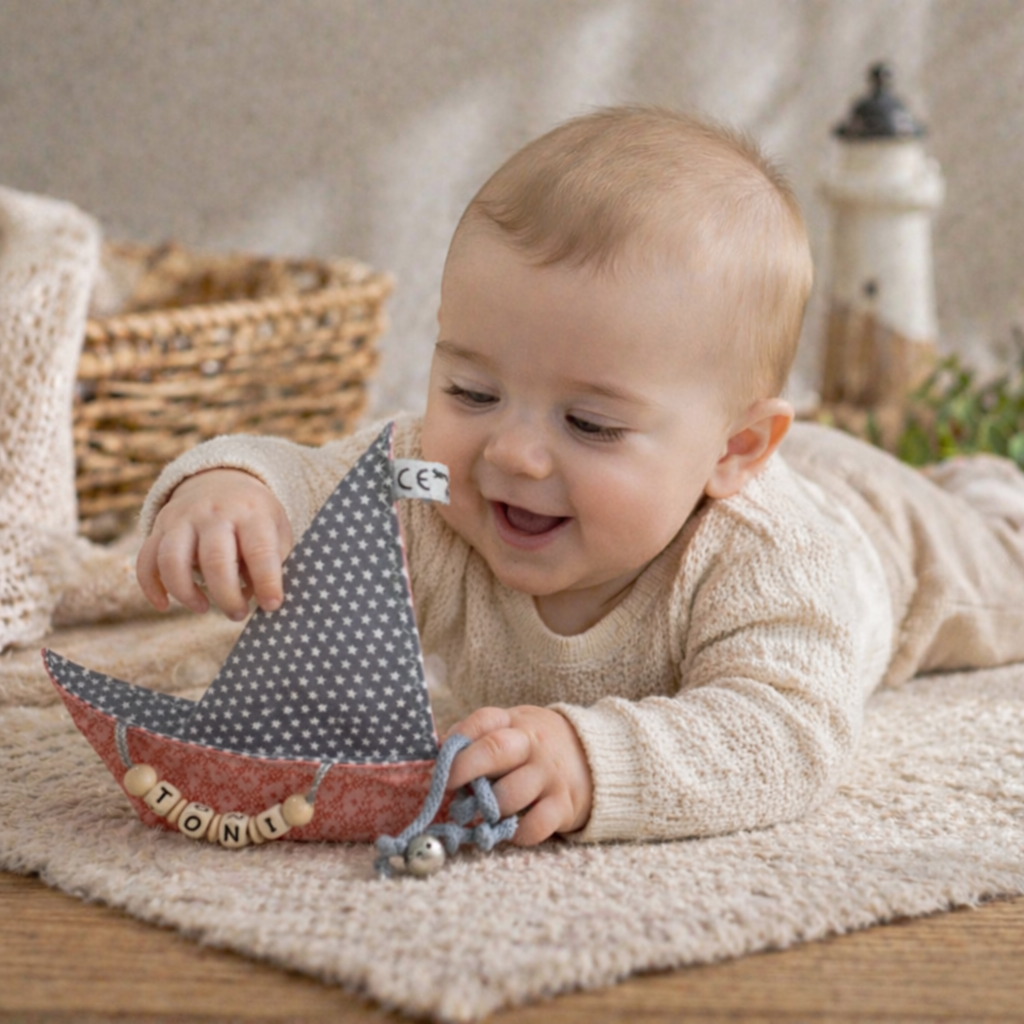 SensoKnistertuch SEGLI Senso/Knistertücher mit Namen aus Stoff, individuelle Babygeschenke