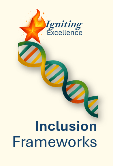 Igniting Excllence Inclusion Frameworks cover design with colourful DNA style helix