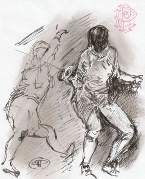 Cliquez sur les photos pour en voir plus. Croquis d'escrimeurs