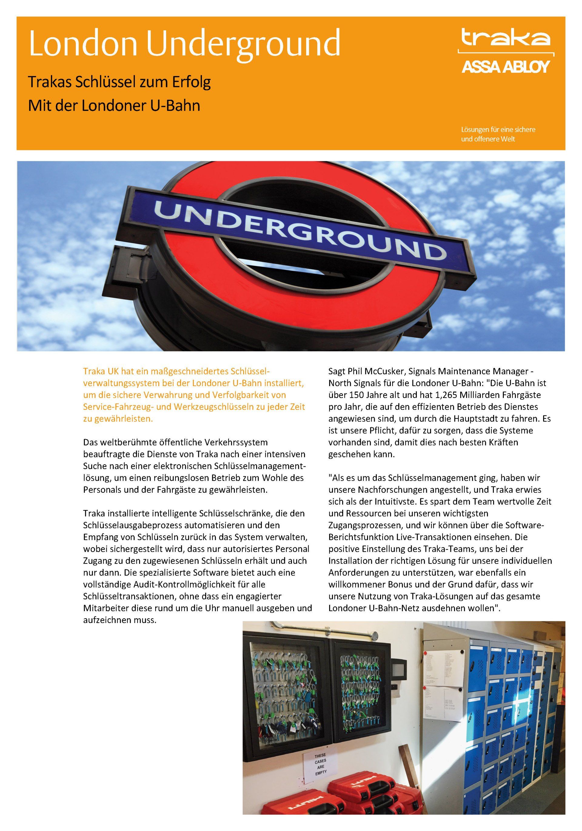 Intelligente elektronische Schlüsselschränke im Personennahverkehr