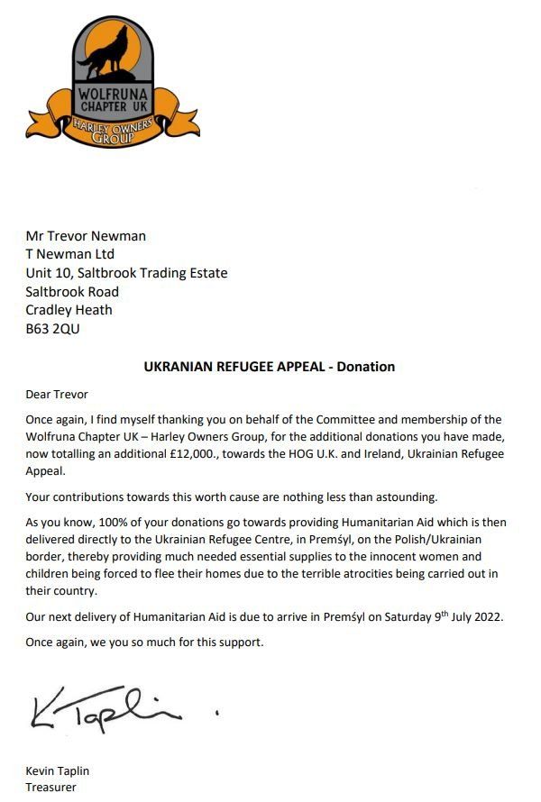 Wolfruna Charity Letter