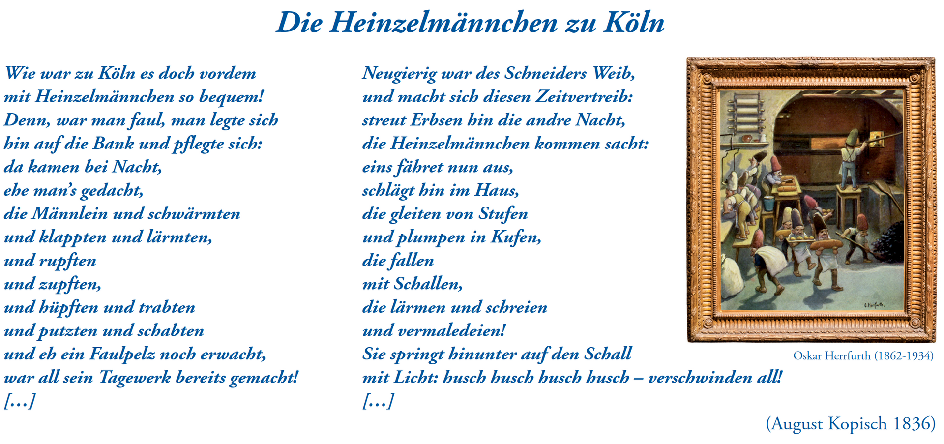 Die Heinzelmännchen zu Köln - Gedicht und Bild