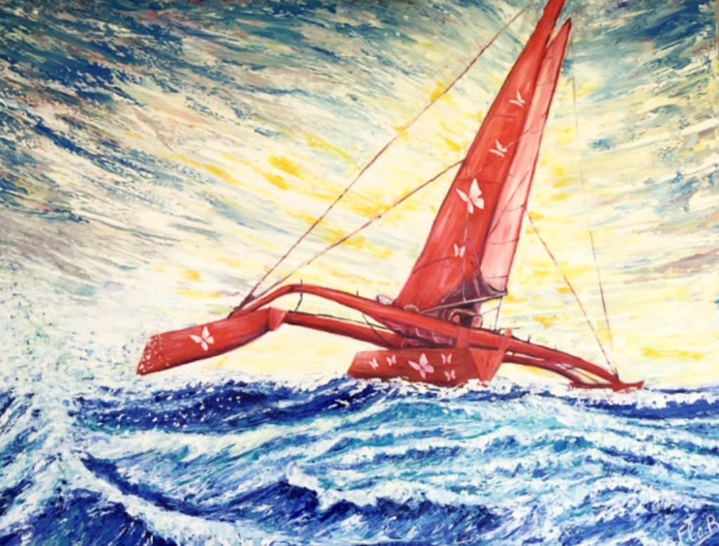 Francis JOYON fête les 40 ans de la Route du Rhum ... ses noces d'EMERAUDE ... curieuse coïncidence pour l'île d'émeraude qui le reçoit triomphalement le 11 NOVEMBRE 2018 ! (Collection privée CMA-CGM)