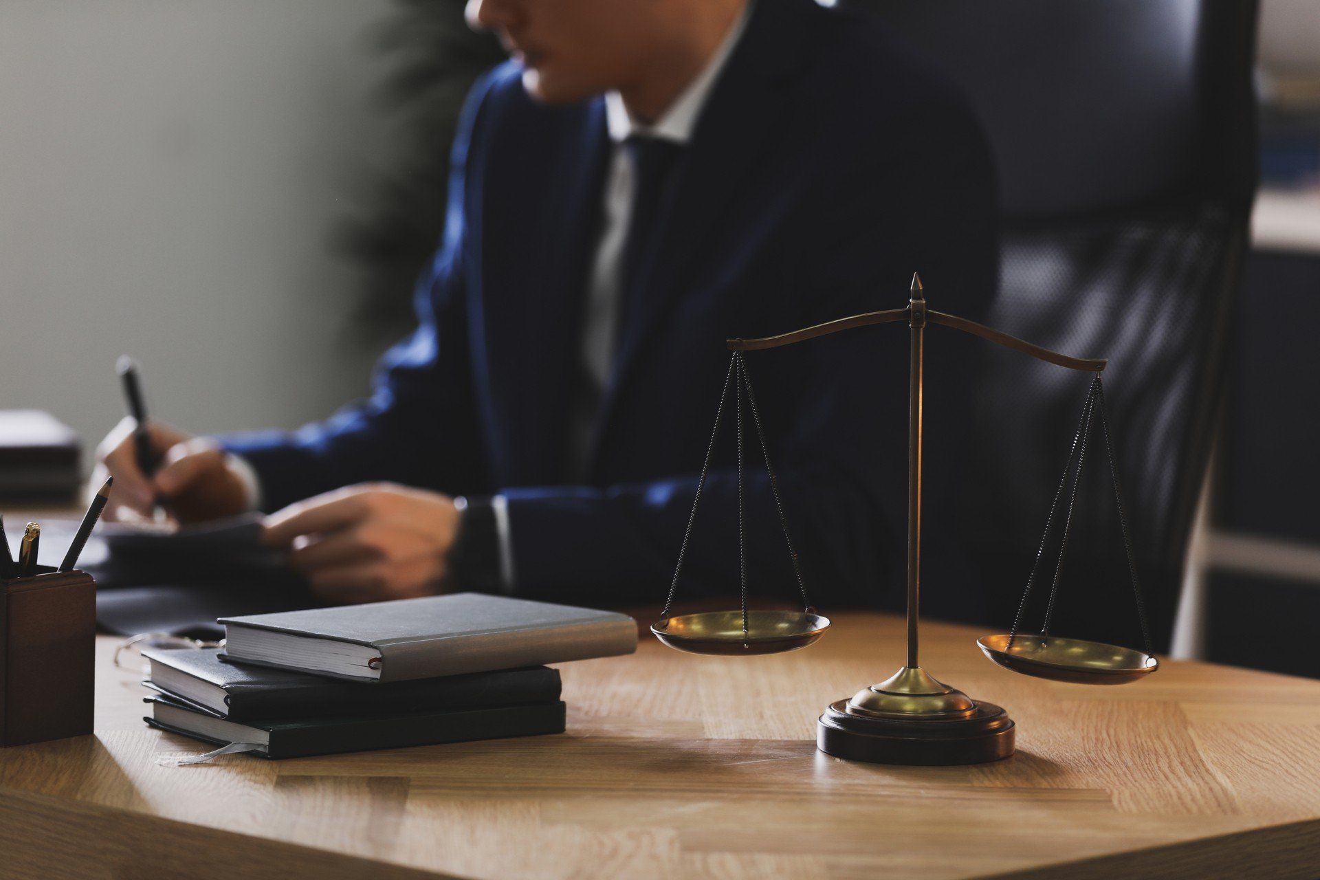 a lawyer at a desk
