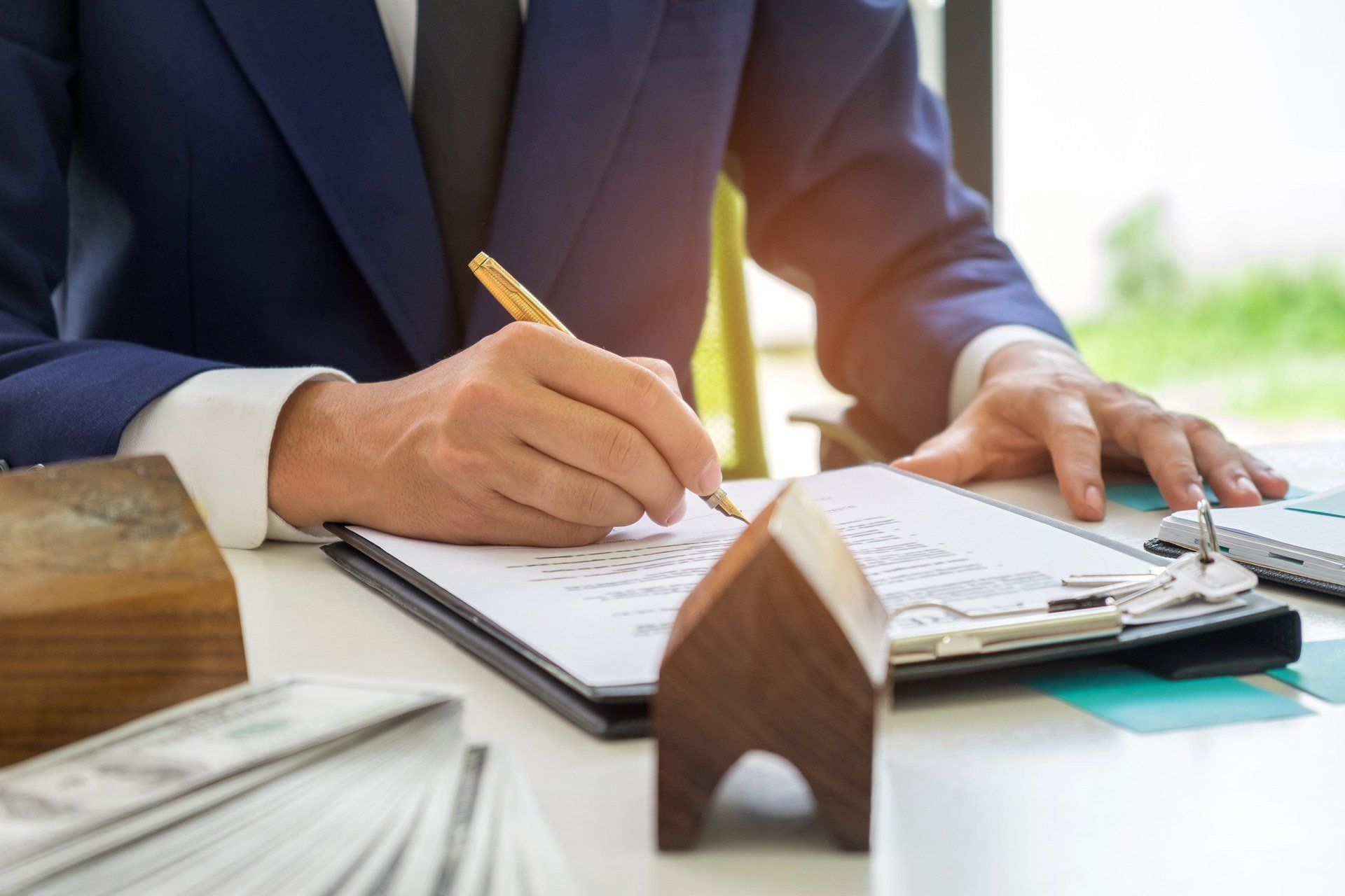 a lawyer reviewing documents