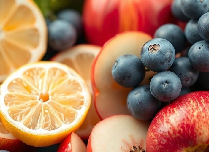 Zitronen, Äpfel und Trauben