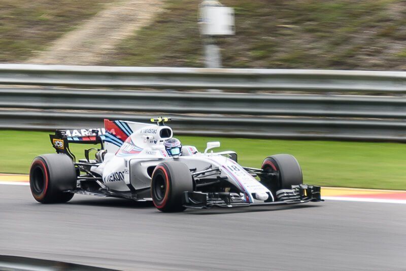 Formel 1 Fahrer Lance Stroll in seinem Rennwagen während des Rennens 2017 in Spa Belgien.