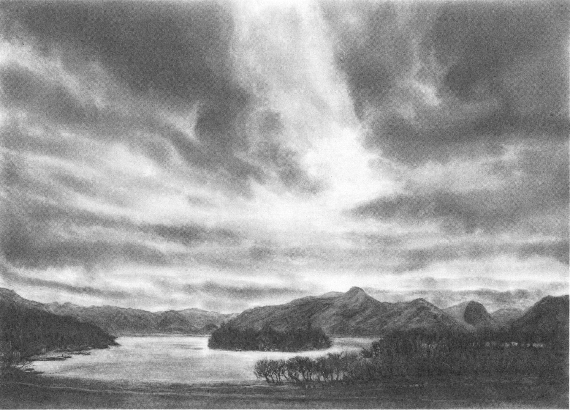 lake district art cumbria derwentwater catbells borrowdale keswick graphite gallery graphite charcoal drawing