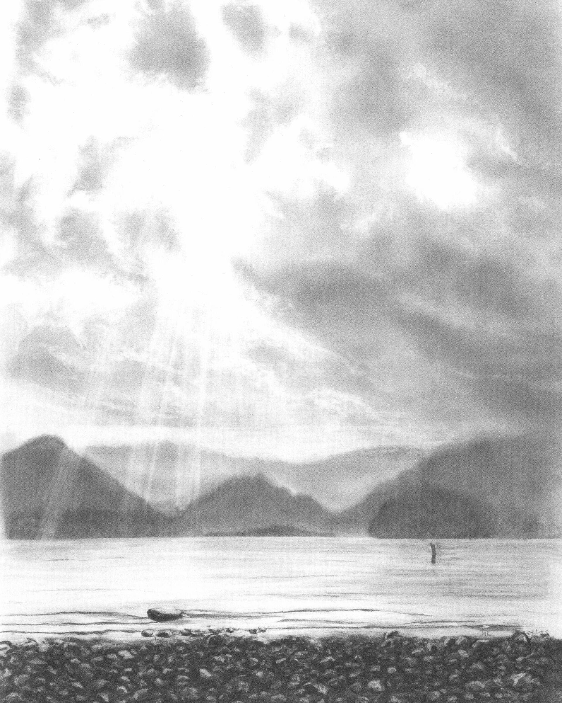 lake district art cumbria derwentwater jaws of borrowdale castle crag landscape sky keswick sky graphite gallery graphite charcoal drawing