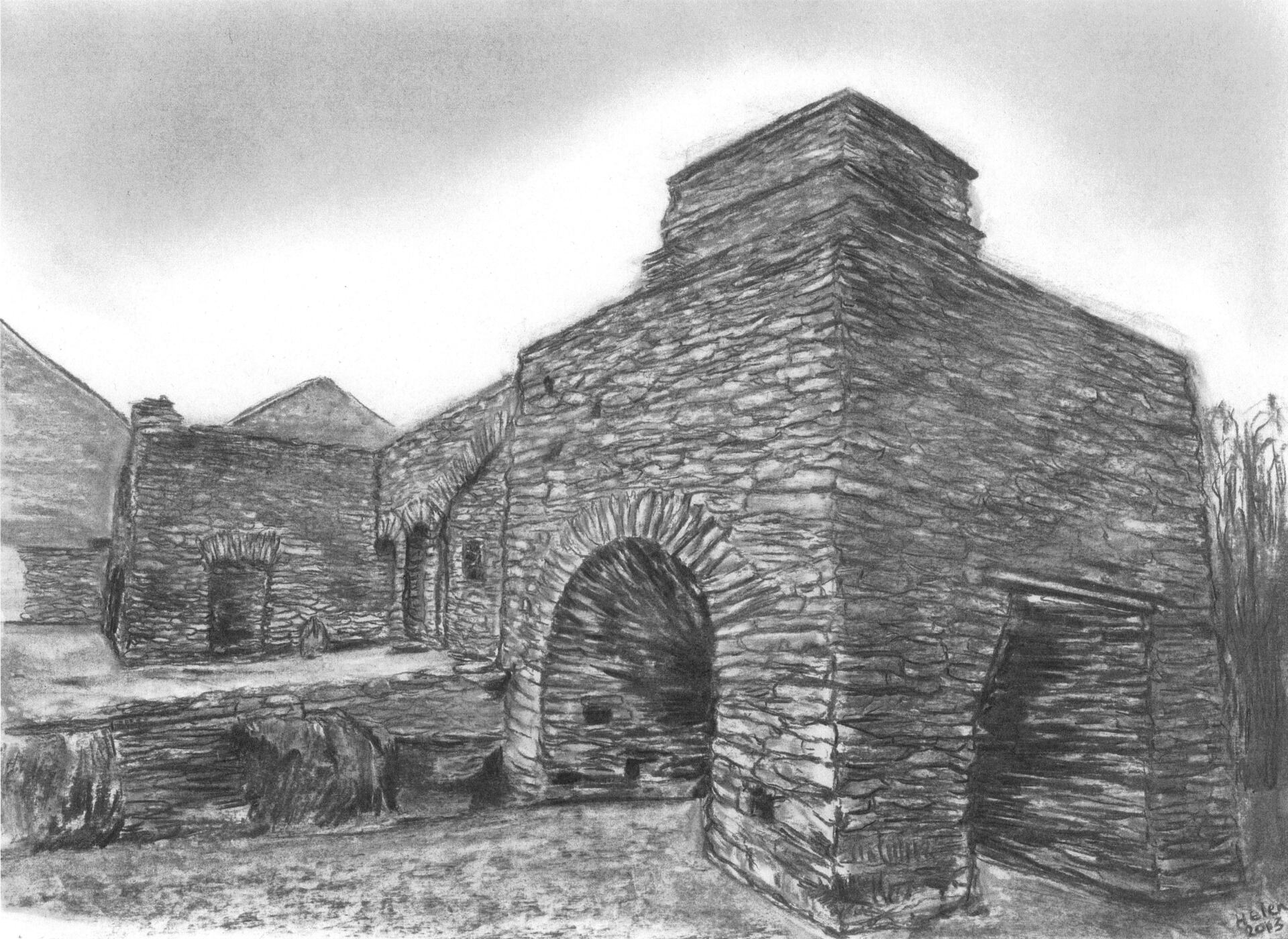 lake district cumbria art duddon iron furnace millom heritage graphite gallery charcoal drawing