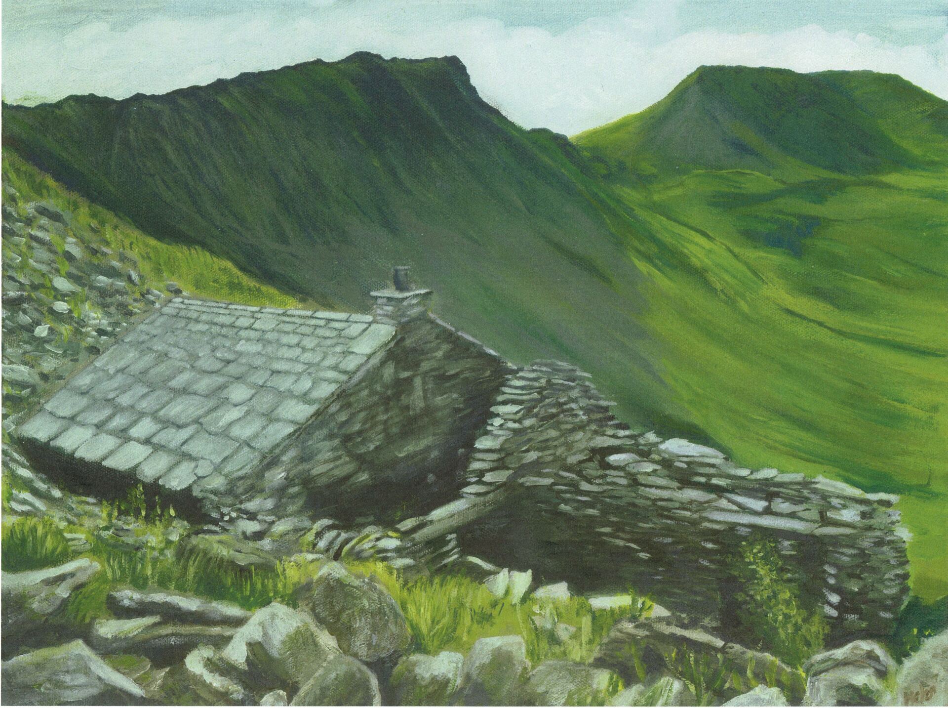 lake district art cumbria green crag bothy buttermere heritage graphite gallery oil painting