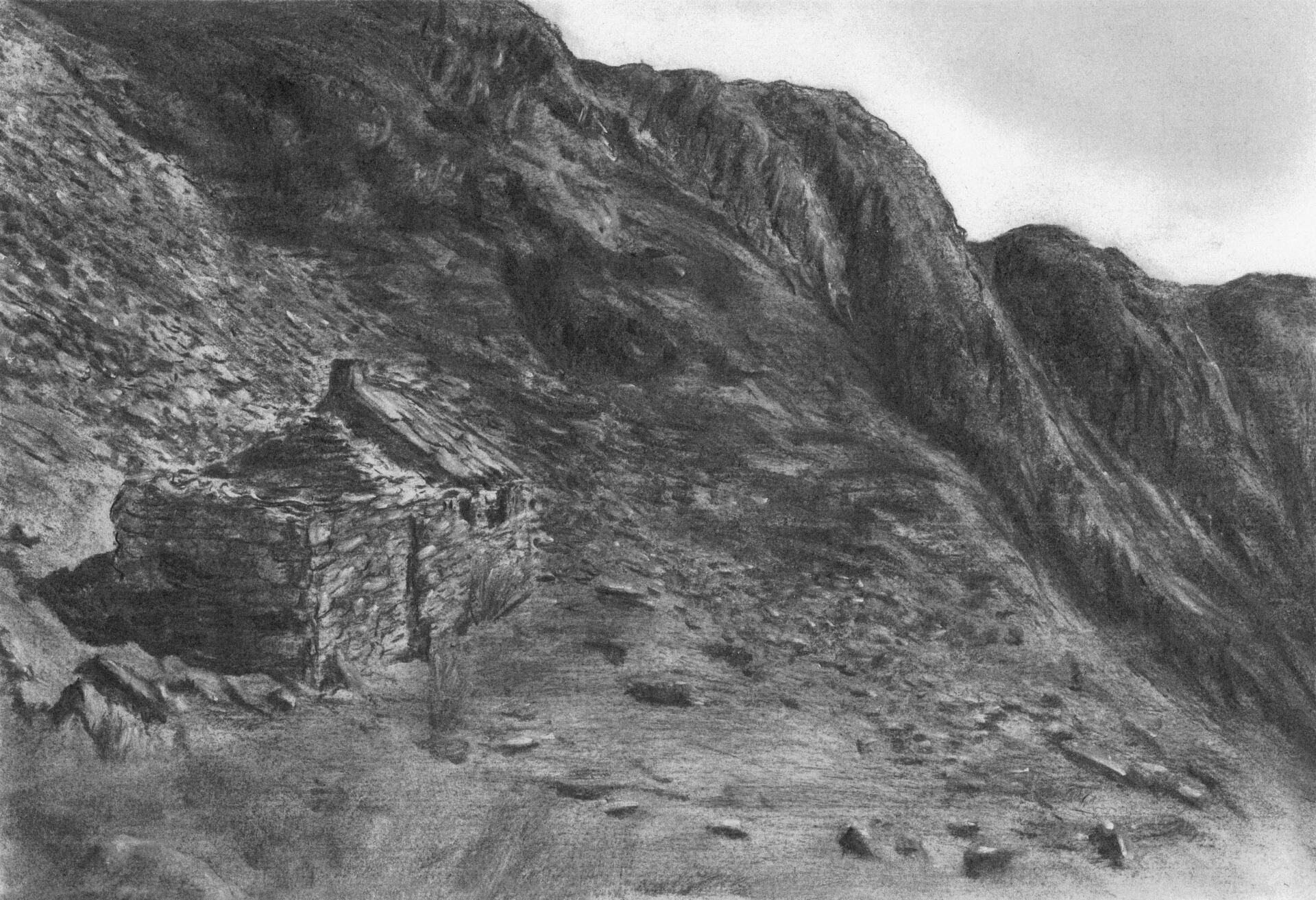 lake district art cumbria green crag bothy haystacks buttermere heritage graphite gallery graphite charcoal drawing