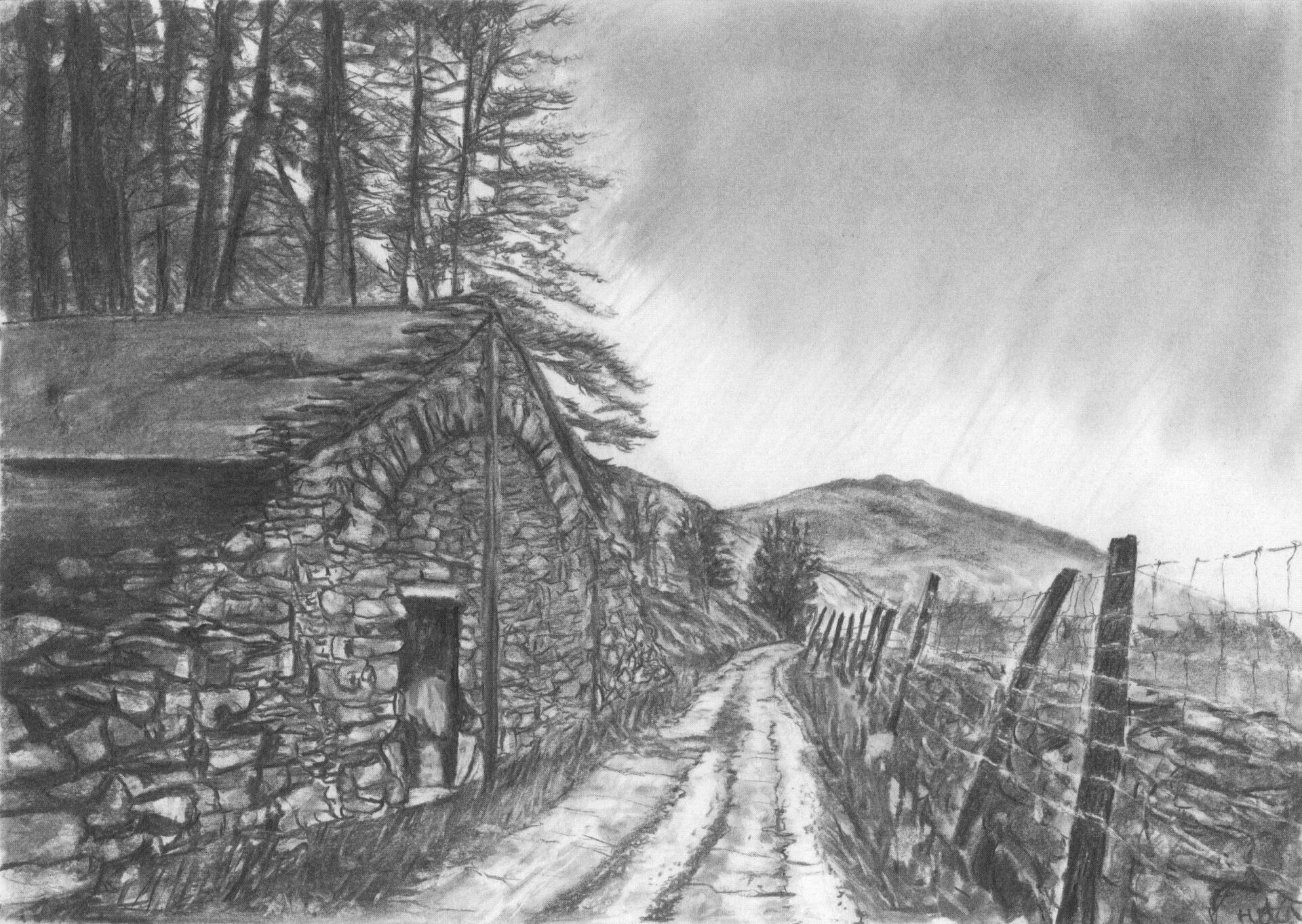 lake district art cumbria grenside mine patterdale heritage graphite gallery graphite charcoal drawing