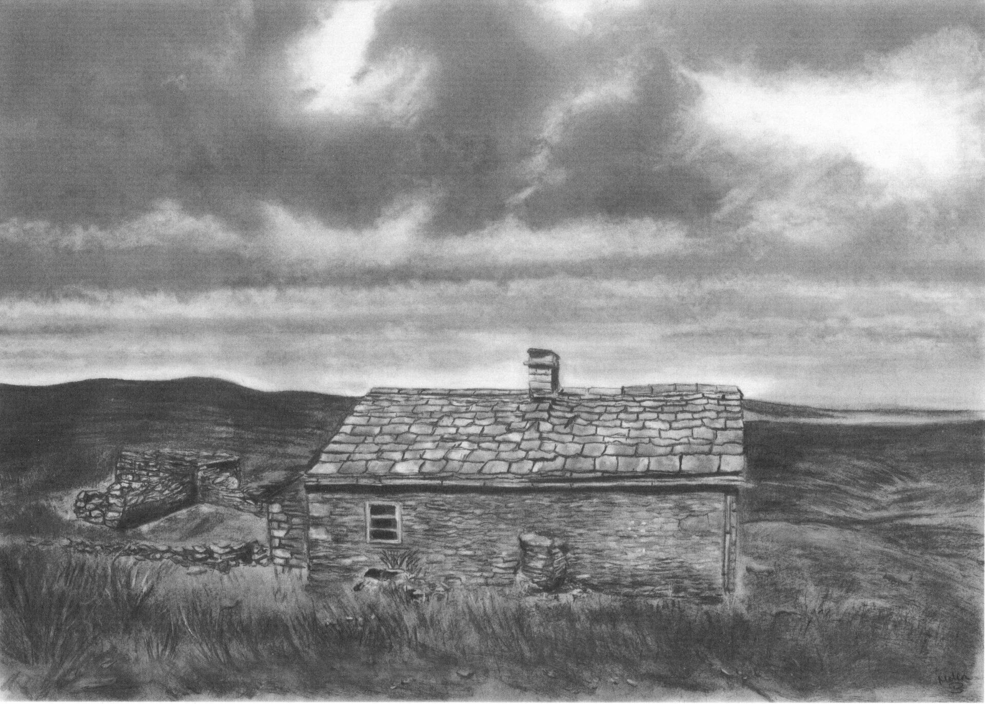 lake district art cumbria high cup nick dufton pennines whin sill pennine way eden graphite gallery graphite charcoal drawing