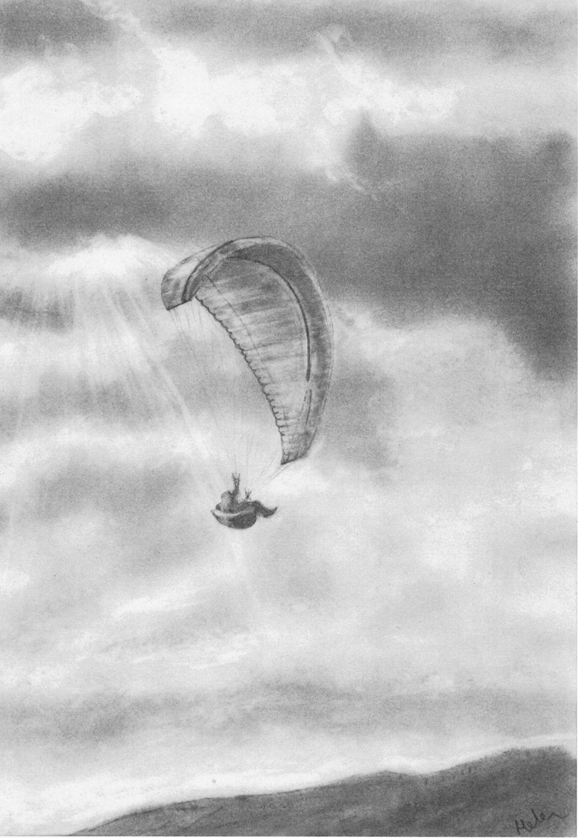 lake district art cumbria keswick paraglider cleugh head sky threlkeld graphite gallery graphite and pencil