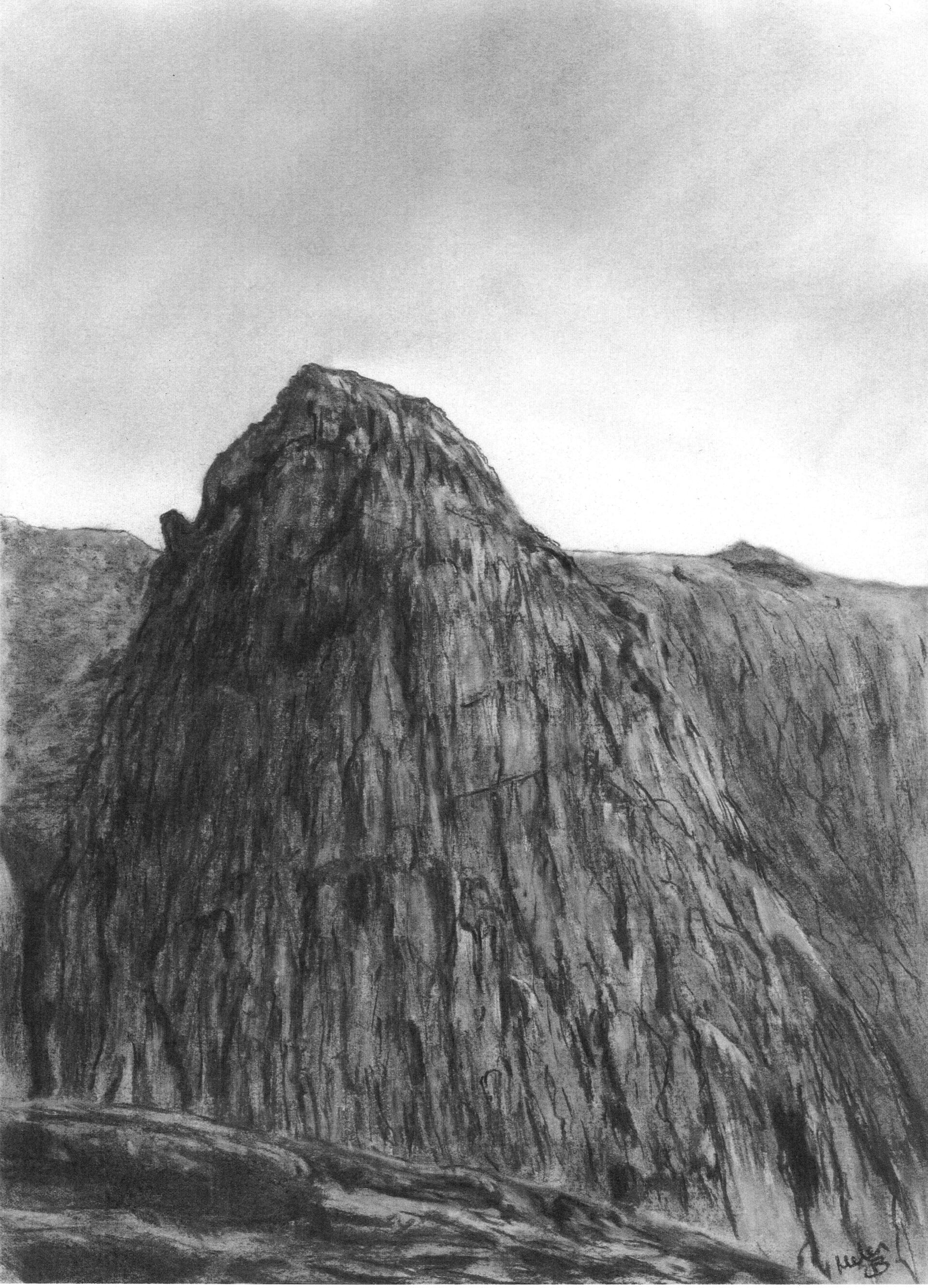 lake district art cumbria ennerale pillar rock landscape graphite gallery graphite charcoal drawing