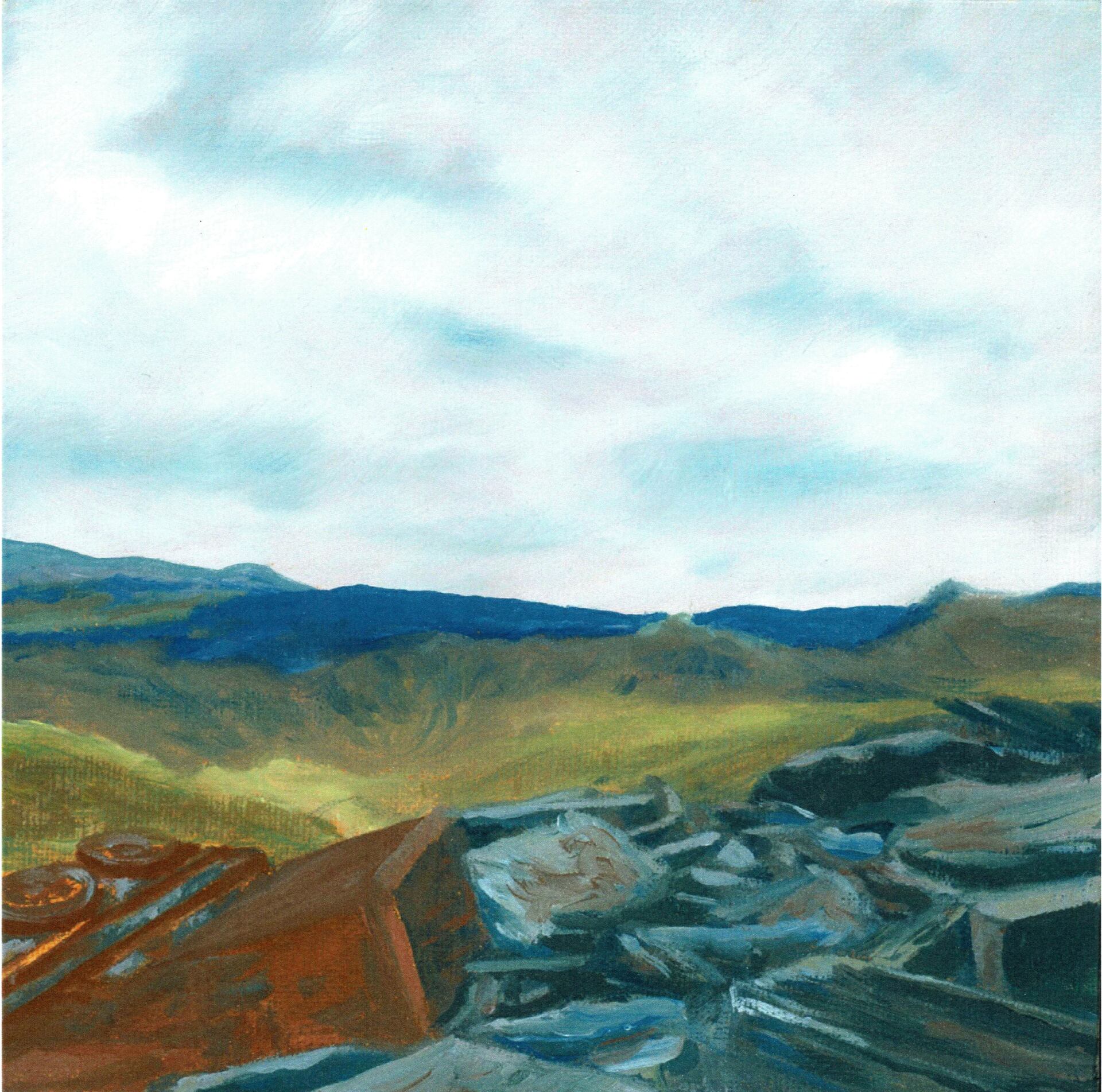 lake district art cumbria slate tipping wagon honister quarry borrowdale heritage graphite gallery oil painting