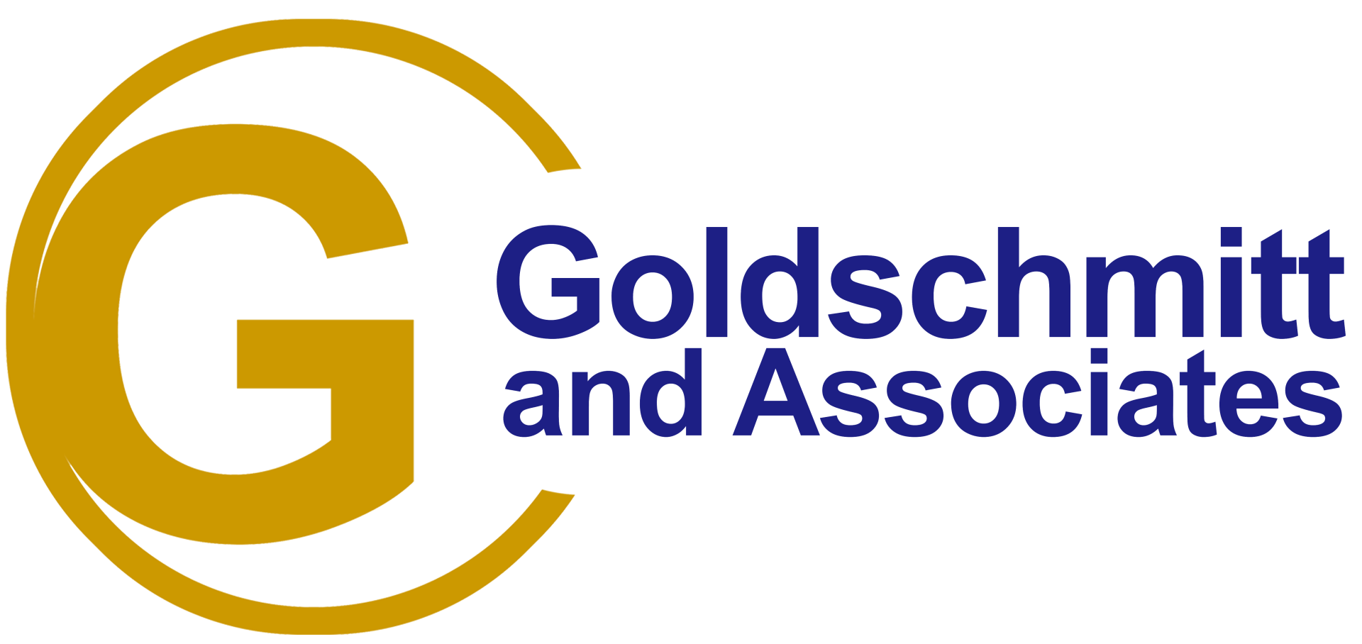 company logo: Uppercase gold G inside a semi-circle next to blue text: Goldschmitt and Associates