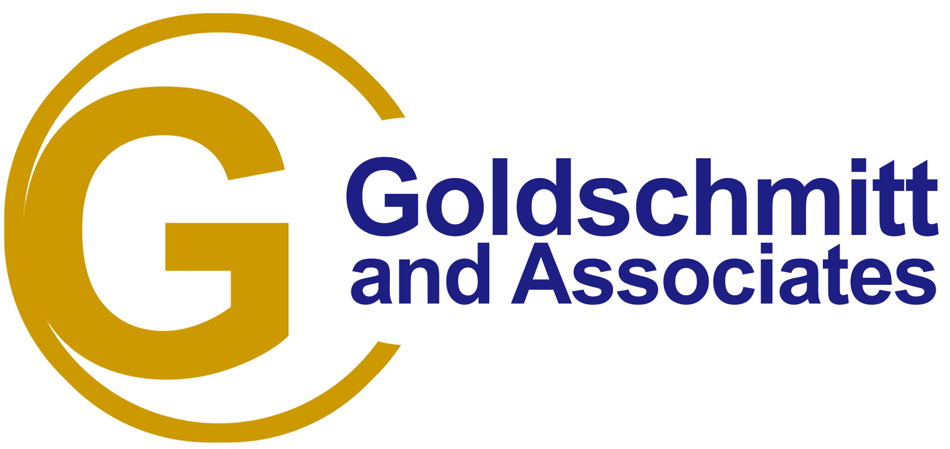 company logo - click to go back to homepage company logo: Uppercase gold G inside a semi-circle next to blue text: Goldschmitt and Associates