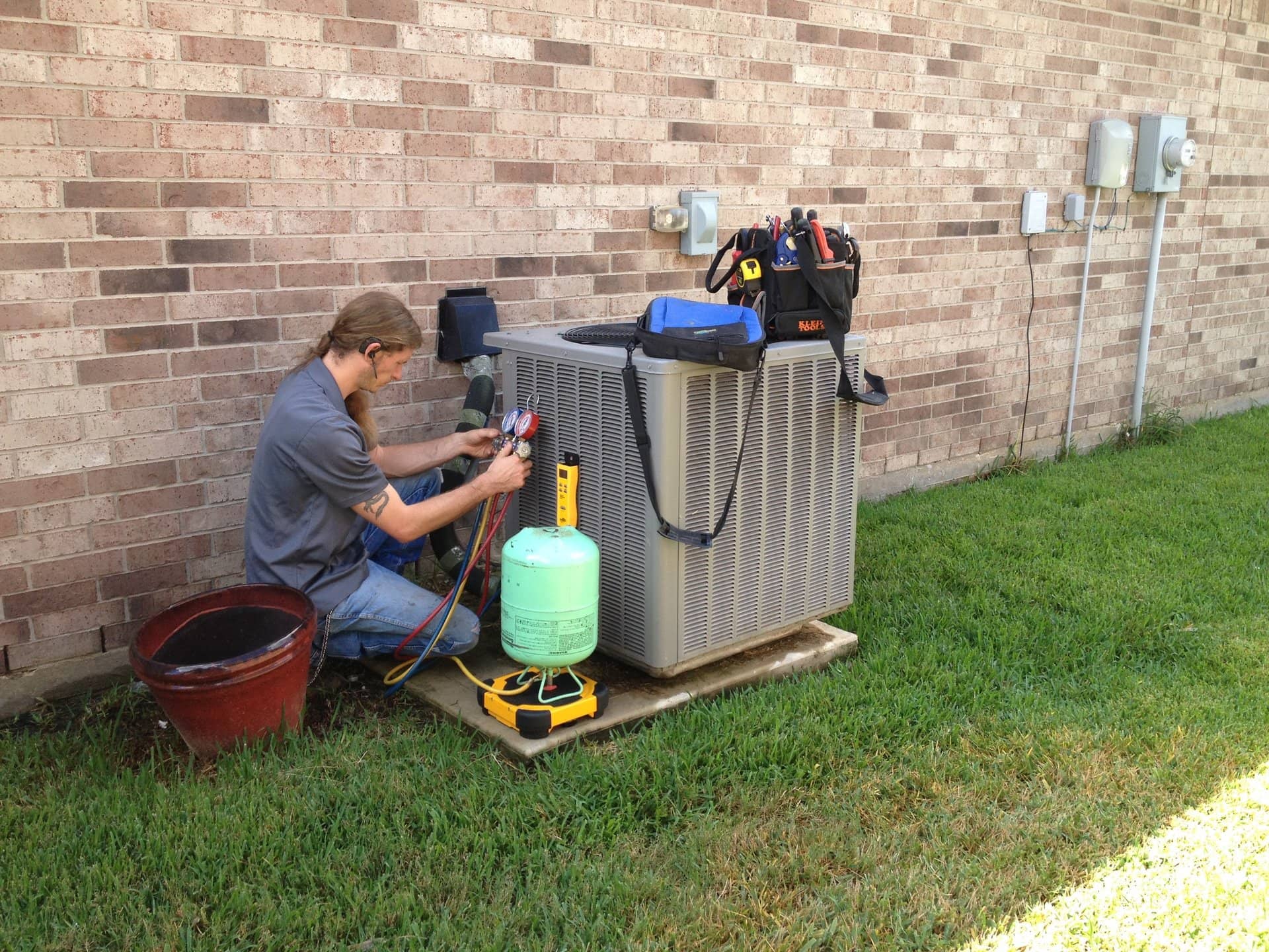 technician Chad servicing an a/c system