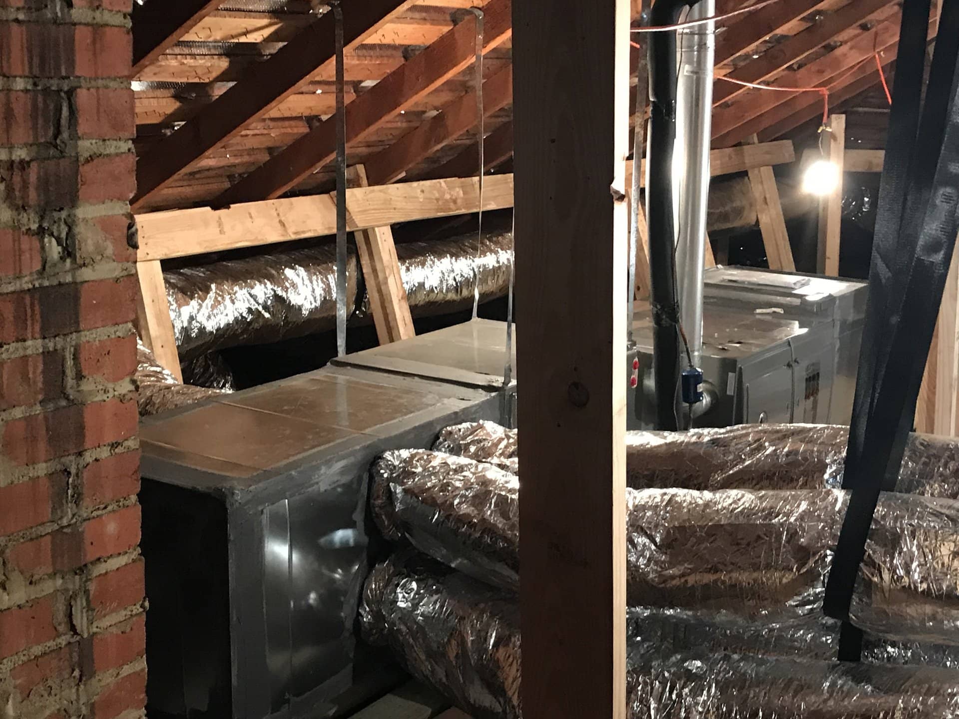 attic hvac install ductwork