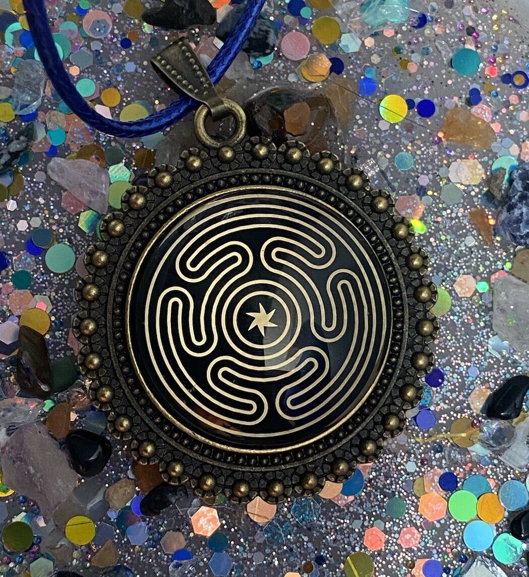 Hekathe Weehl bronzefarbender Anhänger - Coin hiner Glas goldlegiert ca. 25 mm