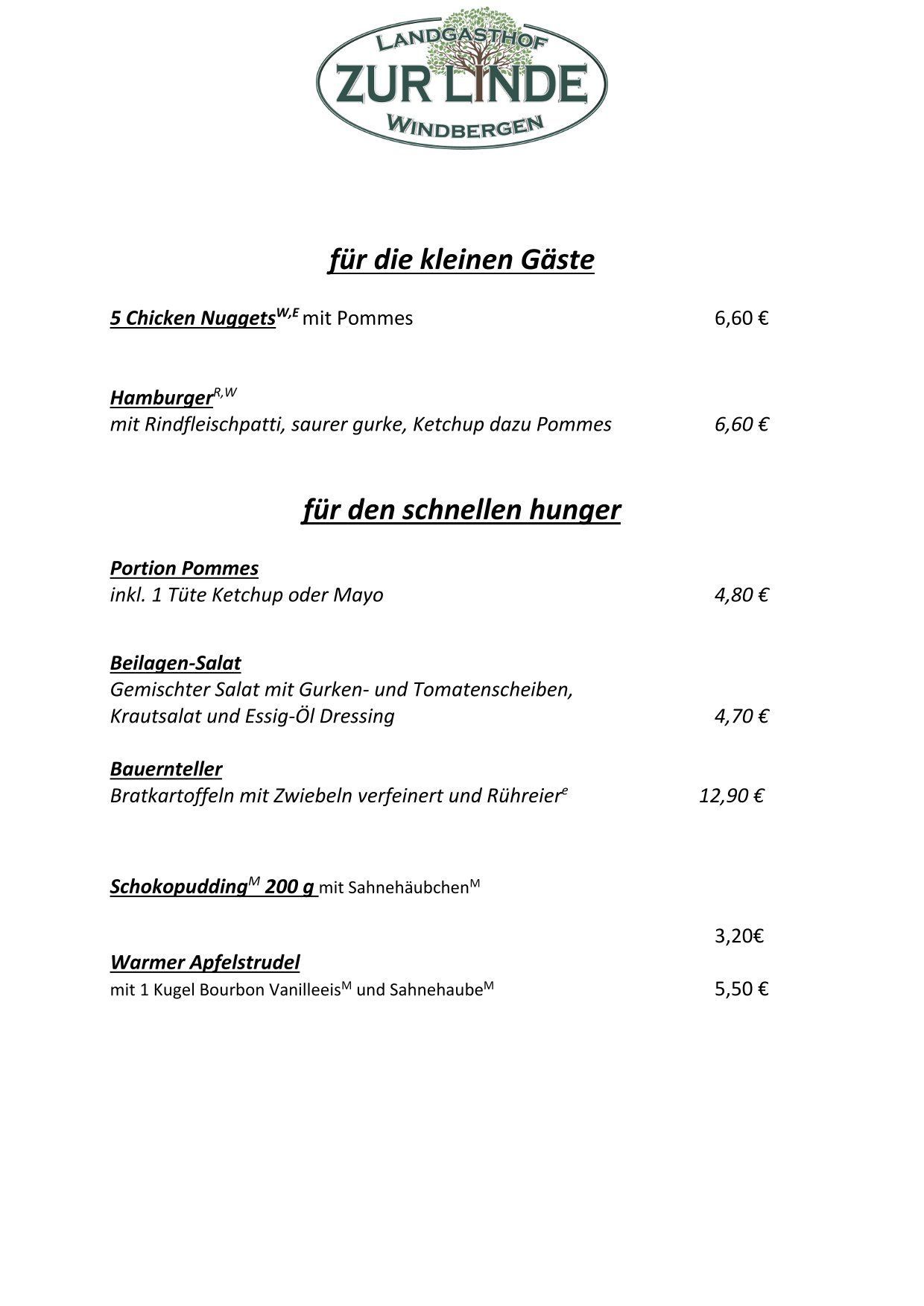 Kinderkarte, nachspeise, kleiner hunger