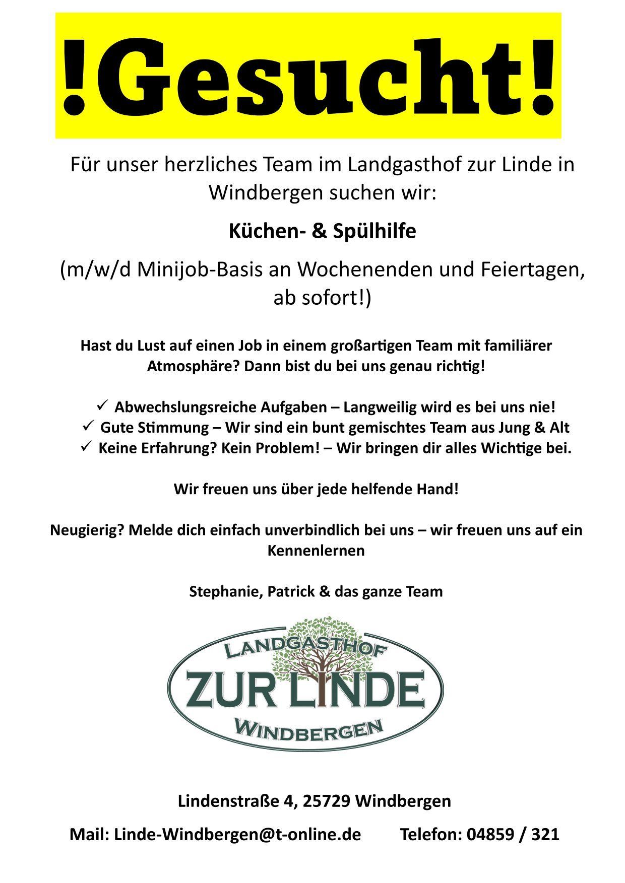 arbeit, mini-job, wir suchen dich, aushilfsjob, Küchenhilfe, Spülhilfe,