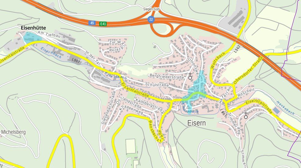 Ortsplan von Eisern früher und heute Ortsplan, Eisern, Siegerland