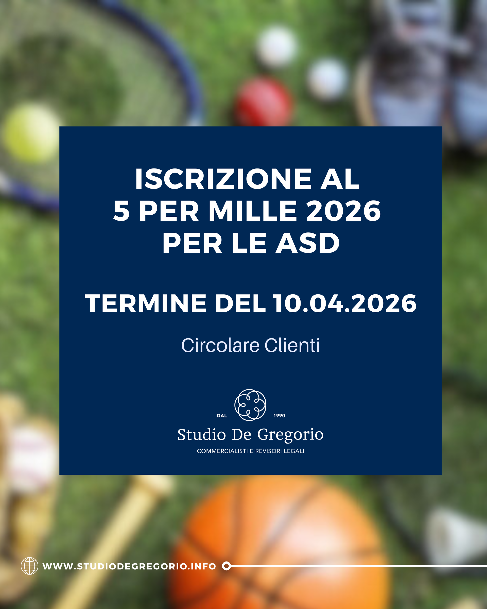 iscrizione 5 mille 2026 commercialisti commercialista pinerolo torino Roma de gregorio studio ASD