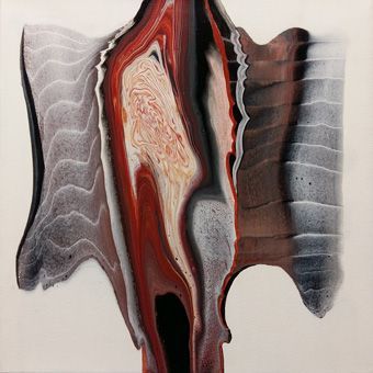 Abstract representation of a flying creature whose broad wings appear slightly curled at the outer edges. The shapes appear dynamic and airy, as if movement and lightness were implied without concrete details.