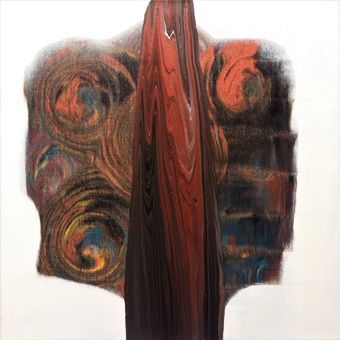 Dark night butterfly against a bright white background. Colored in brown and copper tones, with muted, earthy nuances that emphasize the shadiness of the moth's shape.