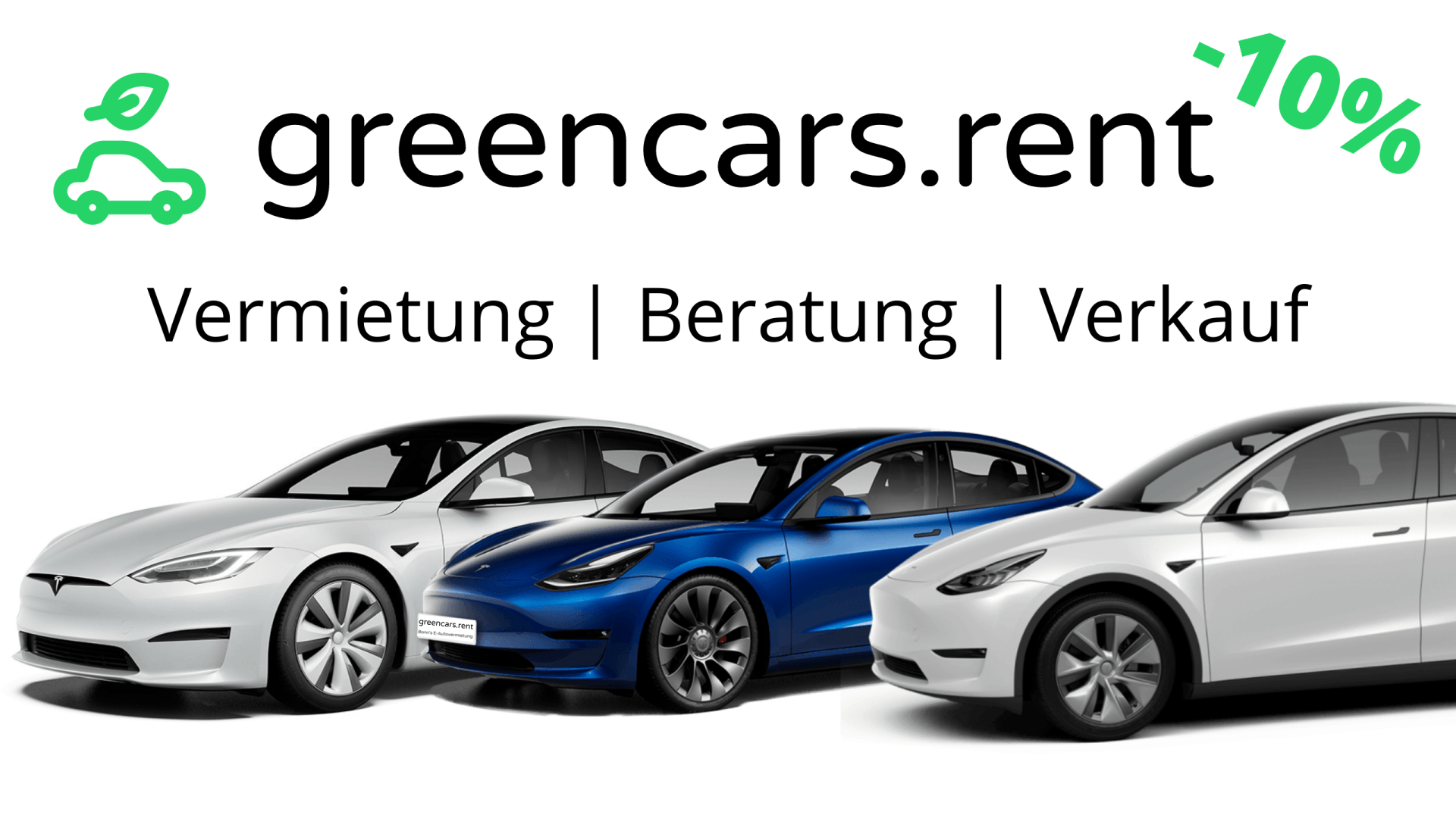 greencars.rent Elektroautovermietung Banner der Elektroautovermietung greencars.rent