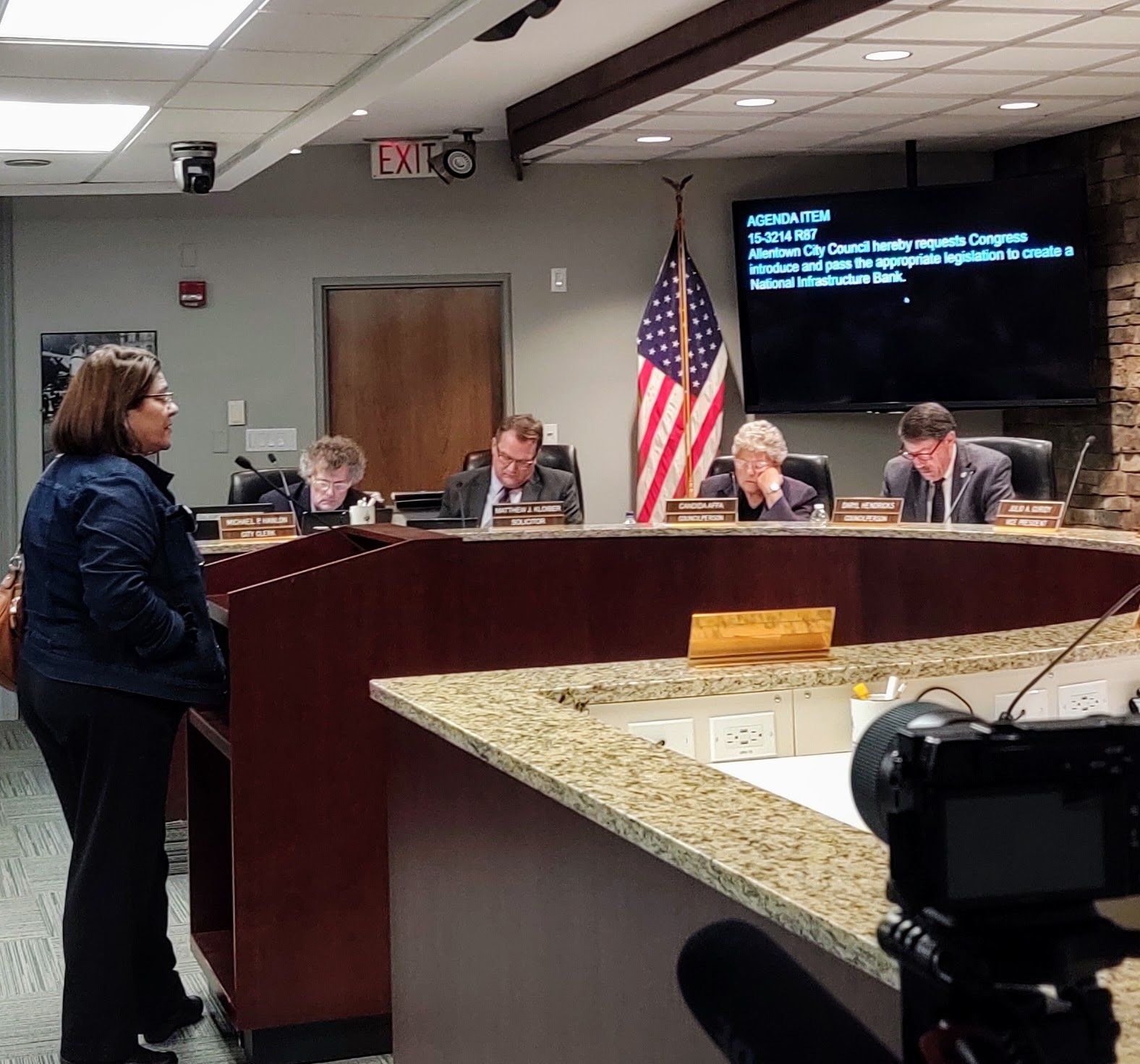 Lisa Ditalia, an activist with our Coalition, addressing the Allentown PA City Council in support of the National Infrastructure Bank.