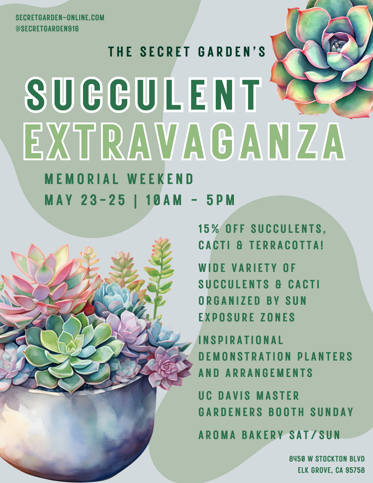 Succulent Extravaganza Event Flyer Memorial Weekend