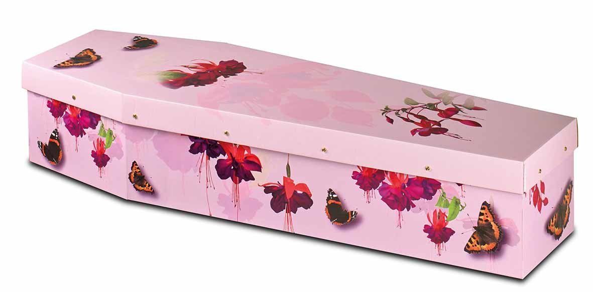 Fuschias and Butterflies Floral Cardboard Coffin