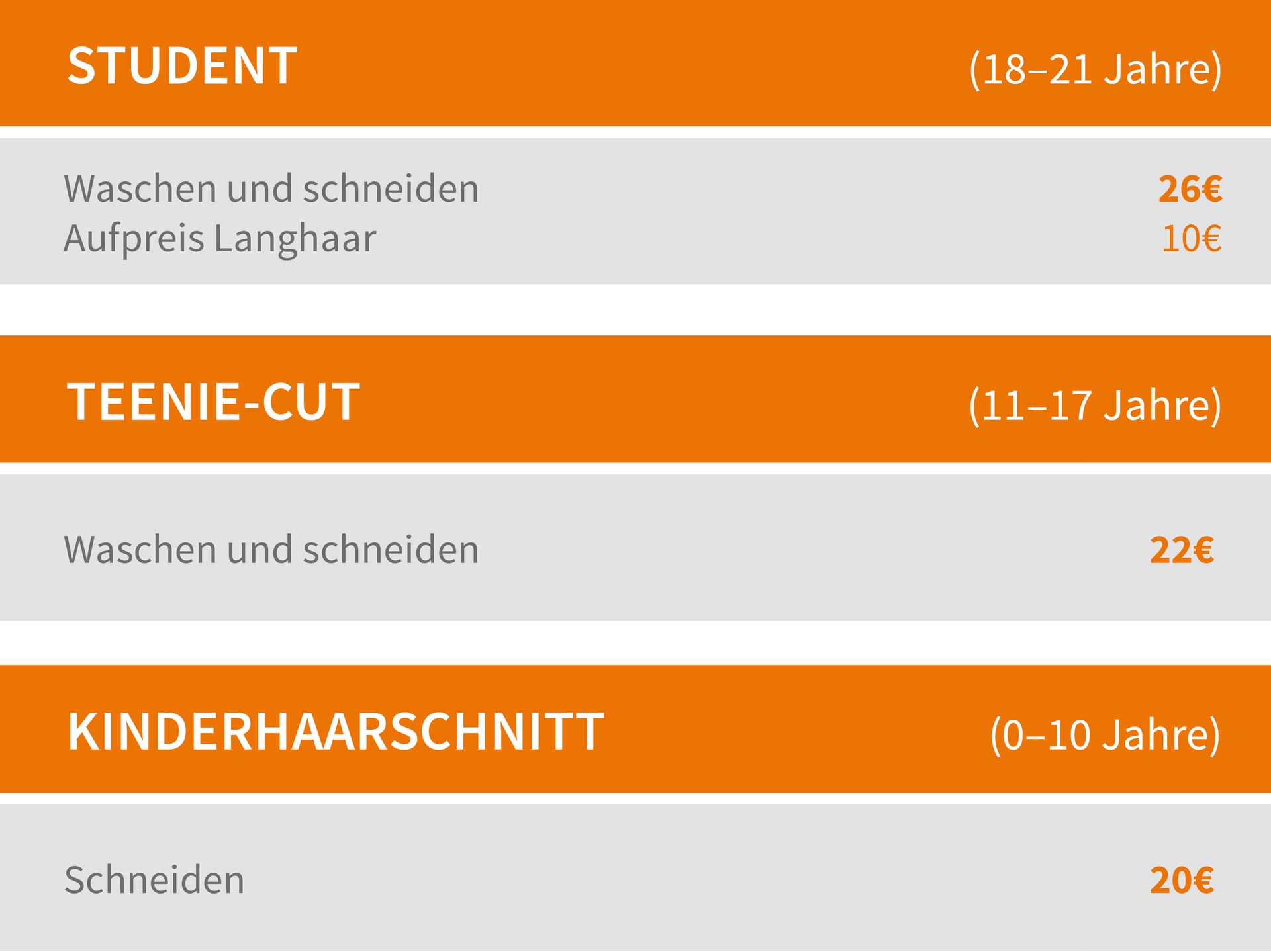 Preisliste Teen_Kinder Coiffeure Brand_Preisliste Teen_Kinder