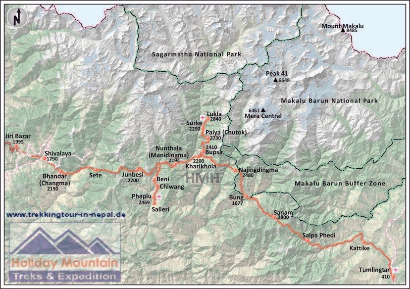 Karte mit höherer Auflösung erhalten.... Jiri - Mount Everest Basislager - Lukla Trek