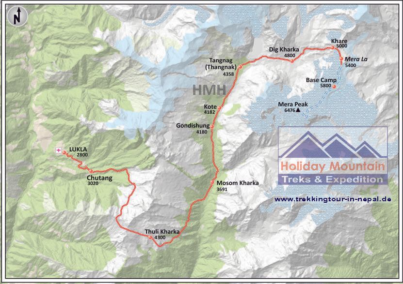 Karte mit höherer Auflösung erhalten.... Mount Mera Gipfelbesteigung