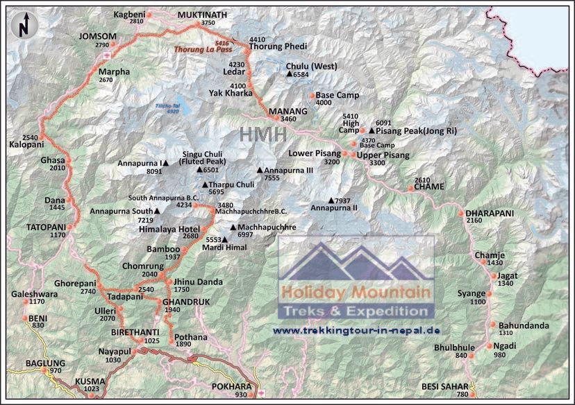 Karte mit höherer Auflösung erhalten.... Annapurna Rundweg Trek