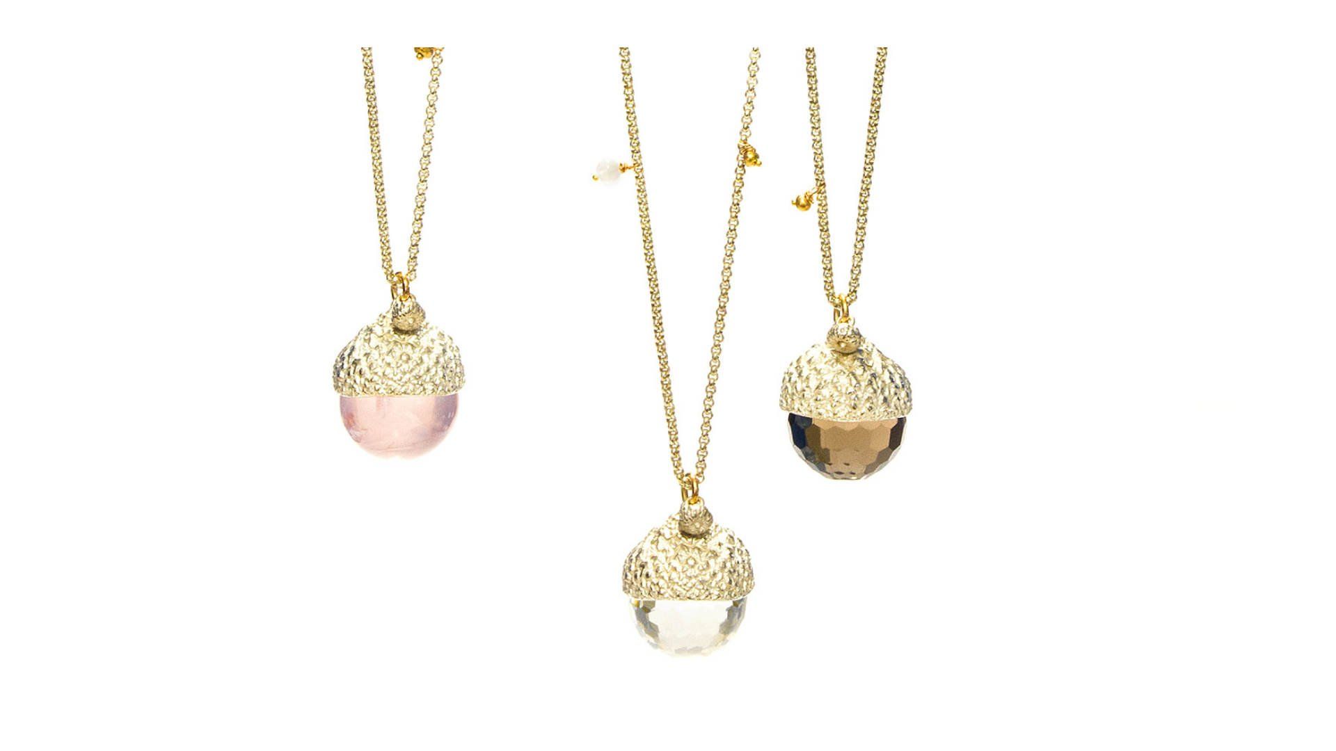 925/ Silber, 750/ Rotgold, Bergkristall facettiert, Rosenquarz glatt, Rauchquarz facettiert