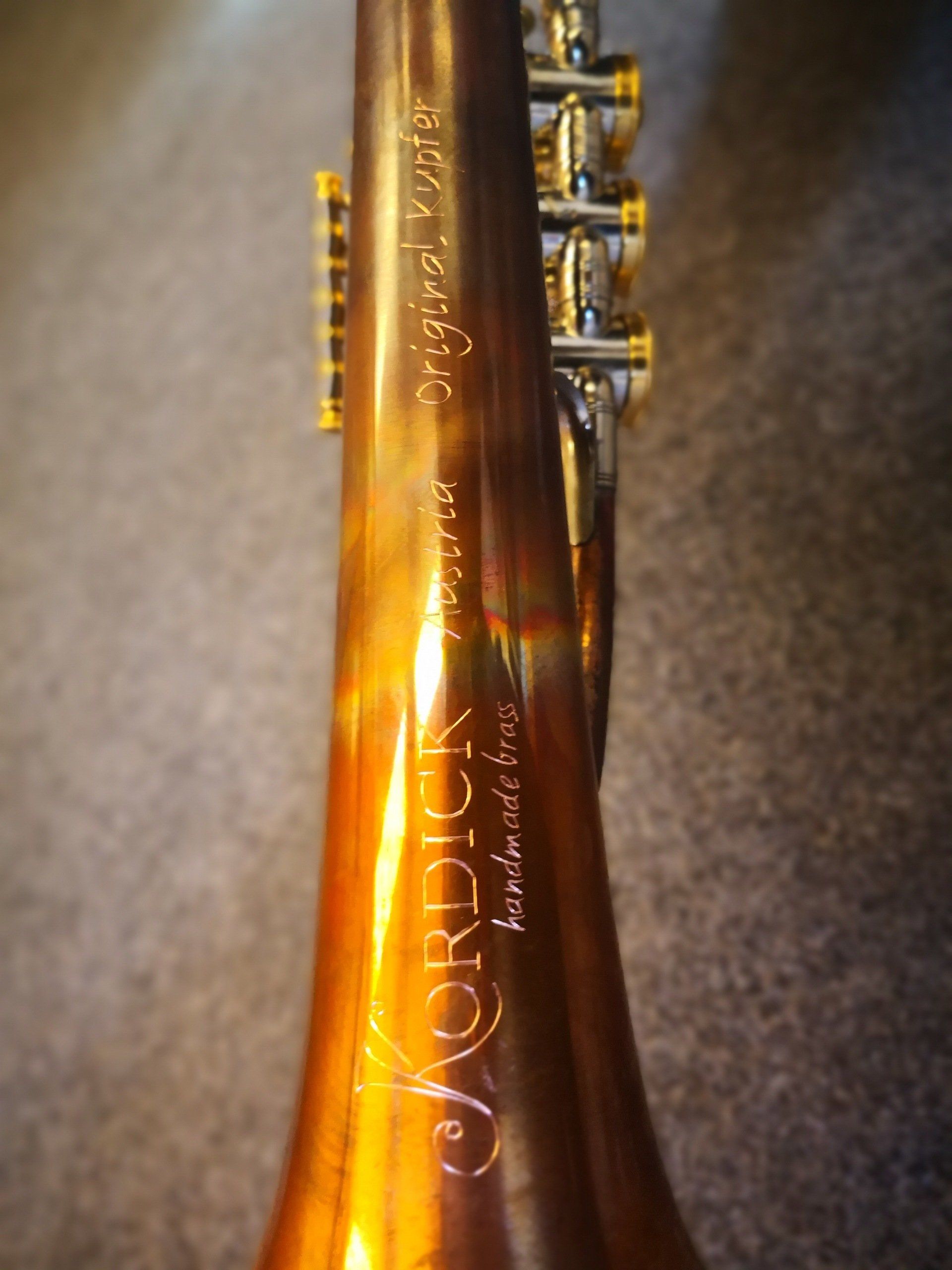 Kordick handmade brass Flügelhorn Austria F Kupfer mit vergoldeten Kleinteilen
