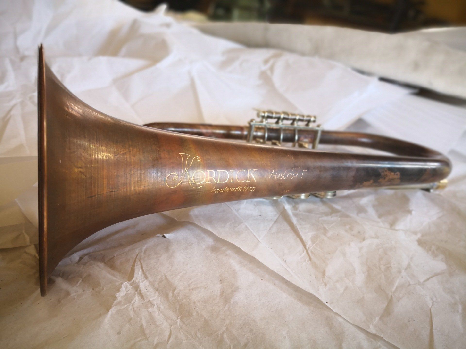 Kordick handmade brass Flügelhorn Austria F Kupfer komplett roh