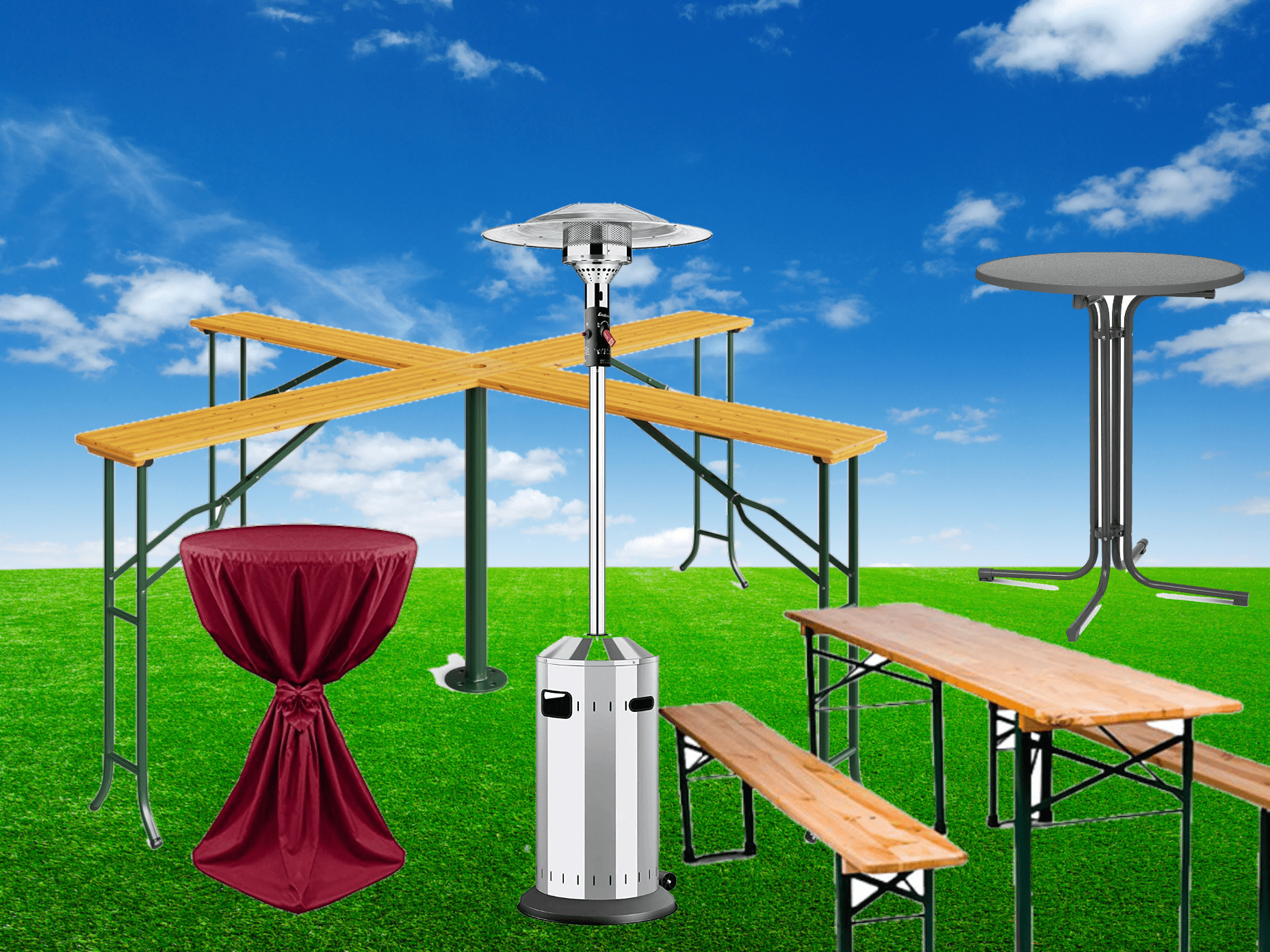 Eventausstattung mieten im Verleih Eventausstattung mieten Partyausstattung Stehtisch Heizpilz Frankfurt Giessen Eventverleih Partyattraktionen