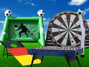 Fussball Module mieten in Frankfurt Eventmodule und Eventspiele Verleih Fußball Module Menschenkicker Dart XXL Darts Klettscheibe Soccer Dart in Frankfurt