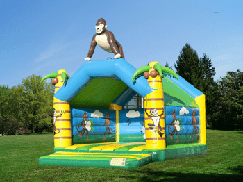 Hüpfburg Gorilla günstig mieten im Eventmodule Verleih Huepfburg Affe Gorilla mieten im Verleih Huepfburgenverleih Vermietung Gelnhausen Maedchen und Jungen