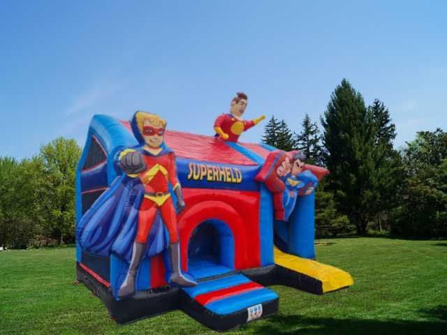 Beliebte XXL Huepfburg Superheld Super Held Verleih Huepfburgenverleih  Erwachsene Kinder Unterhaltung Attraktion